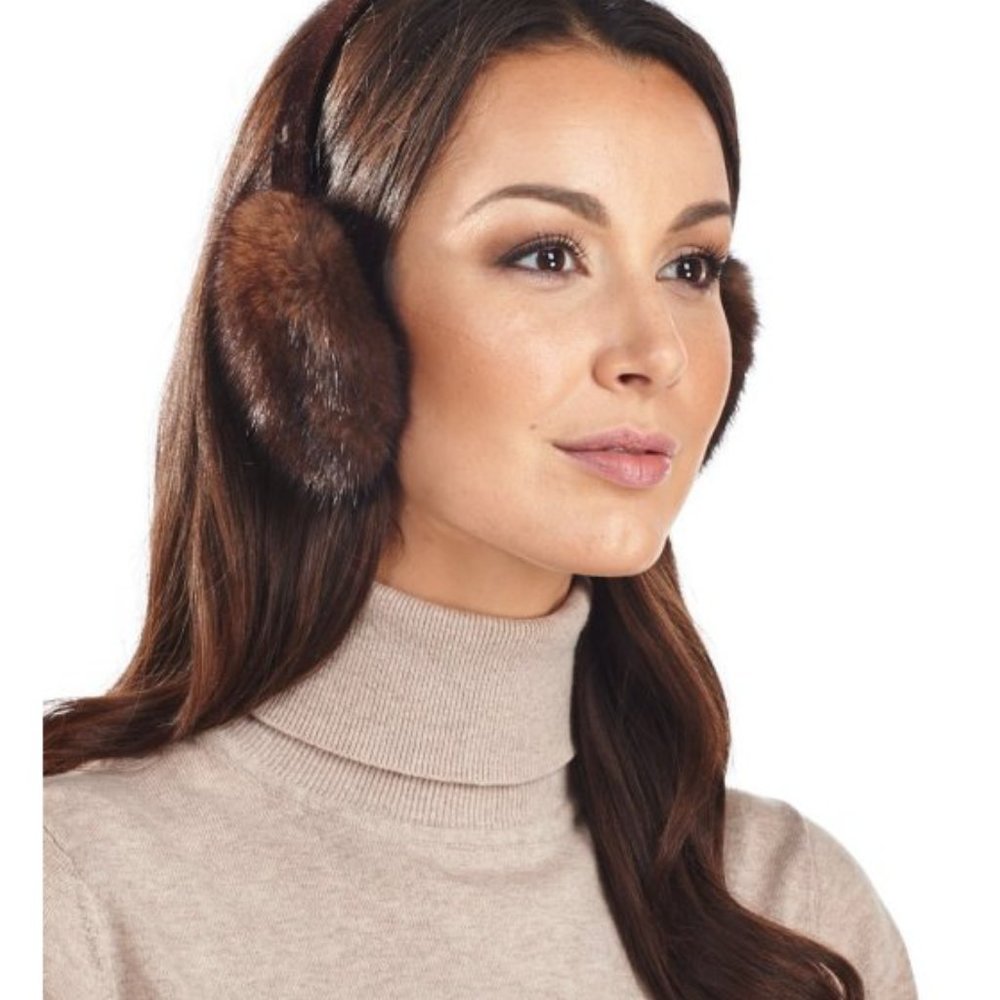 Mahogany Brown Real Mink Fur Earmuffs